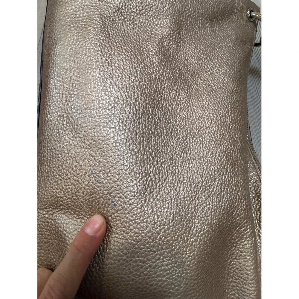Coach Mia Hobo Metallic Champagne Gold Pebbled Leather Shoulder Bag F29137